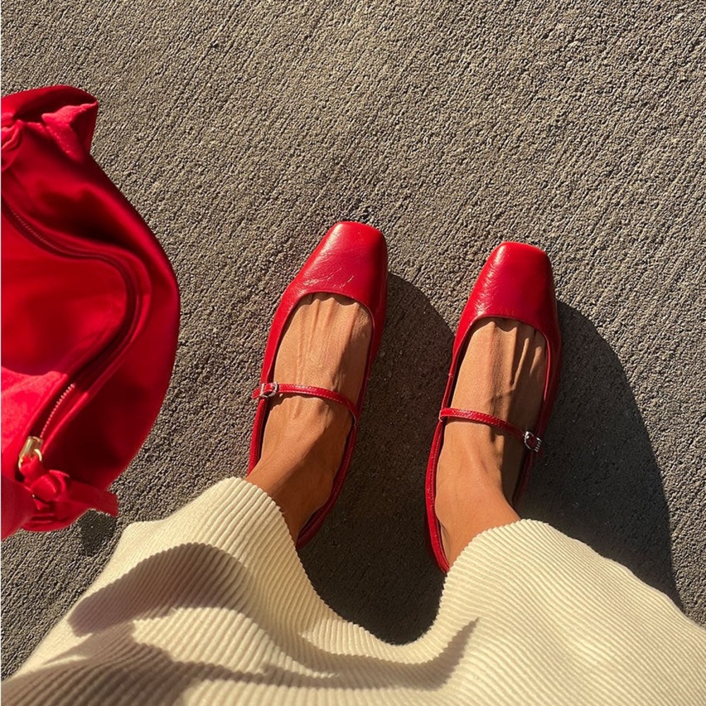 Dolce Vita Red Mary Jane Ballet Flats with embellished bucklet - Picture 6 of 6